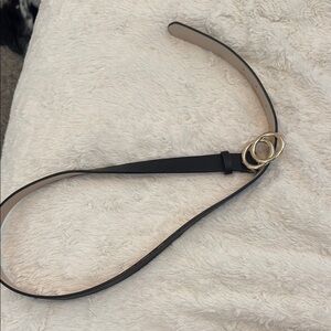 Elegant Black Belt with Gold Buckle